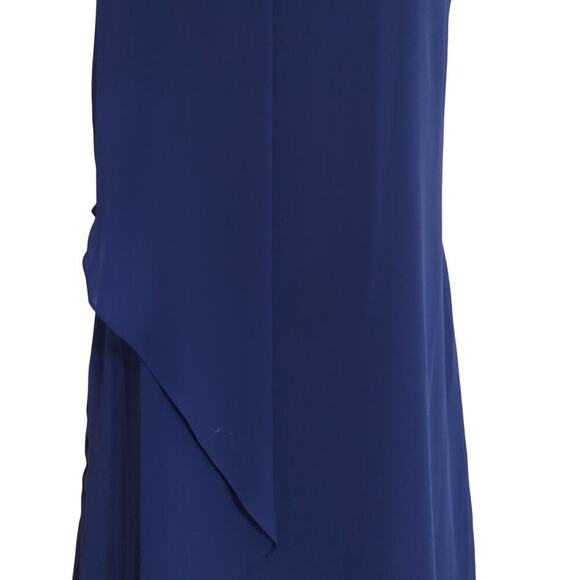 MSK Navy Blue Layered Chiffon Beaded Sleeveless Special Occasion Midi Dress - Picture 4 of 7